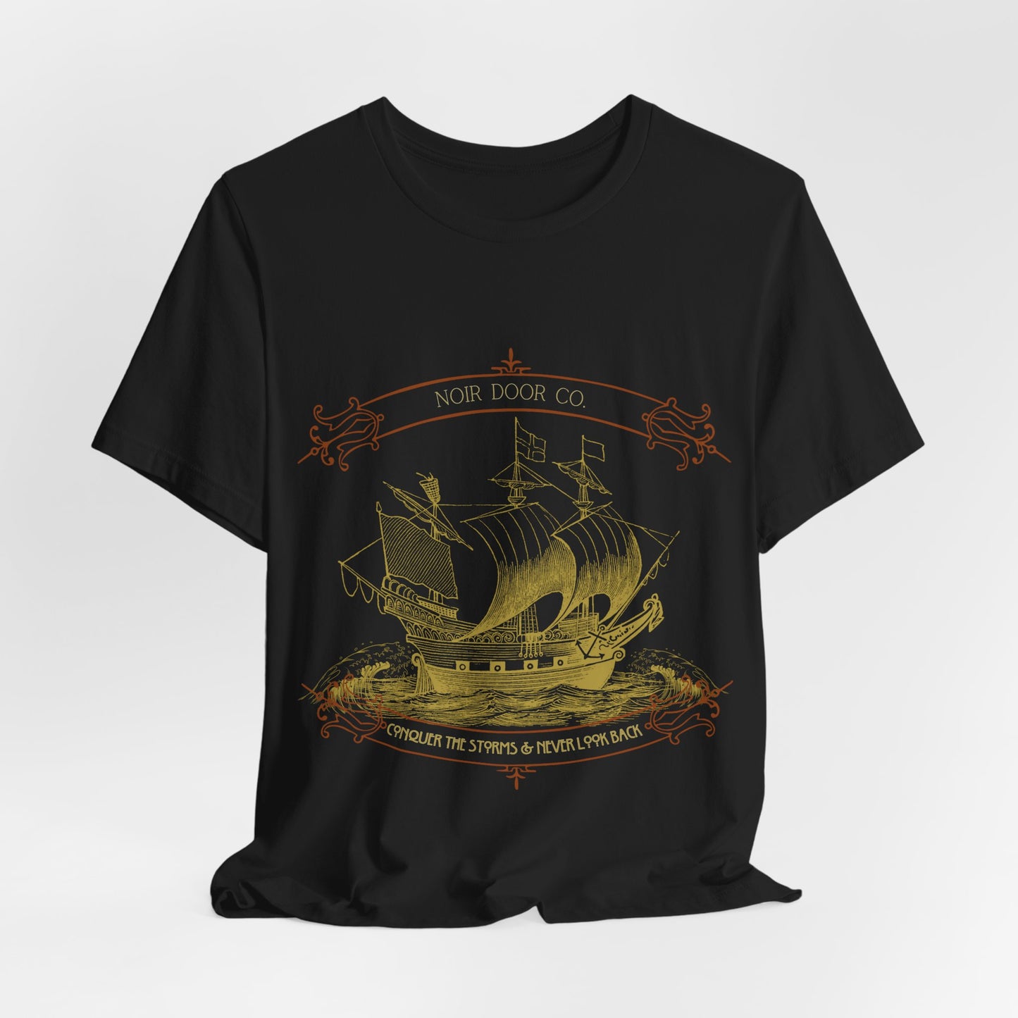 Pirate Ship Conqueror T-Shirt: Nautical Tattoo Art
