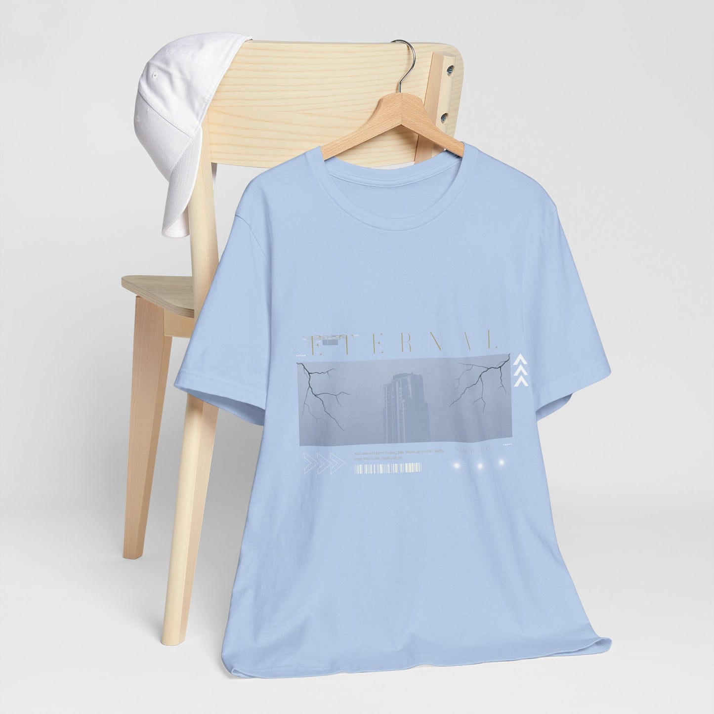 Eternal Skyscraper T-Shirt: Gothic Cityscape, Lightning Bolt Apparel