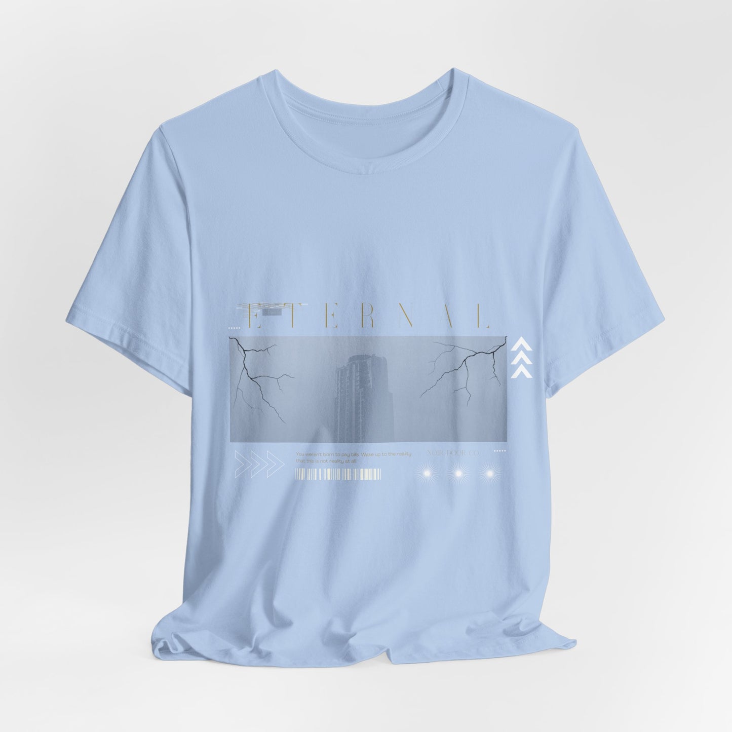Eternal Skyscraper T-Shirt: Gothic Cityscape, Lightning Bolt Apparel