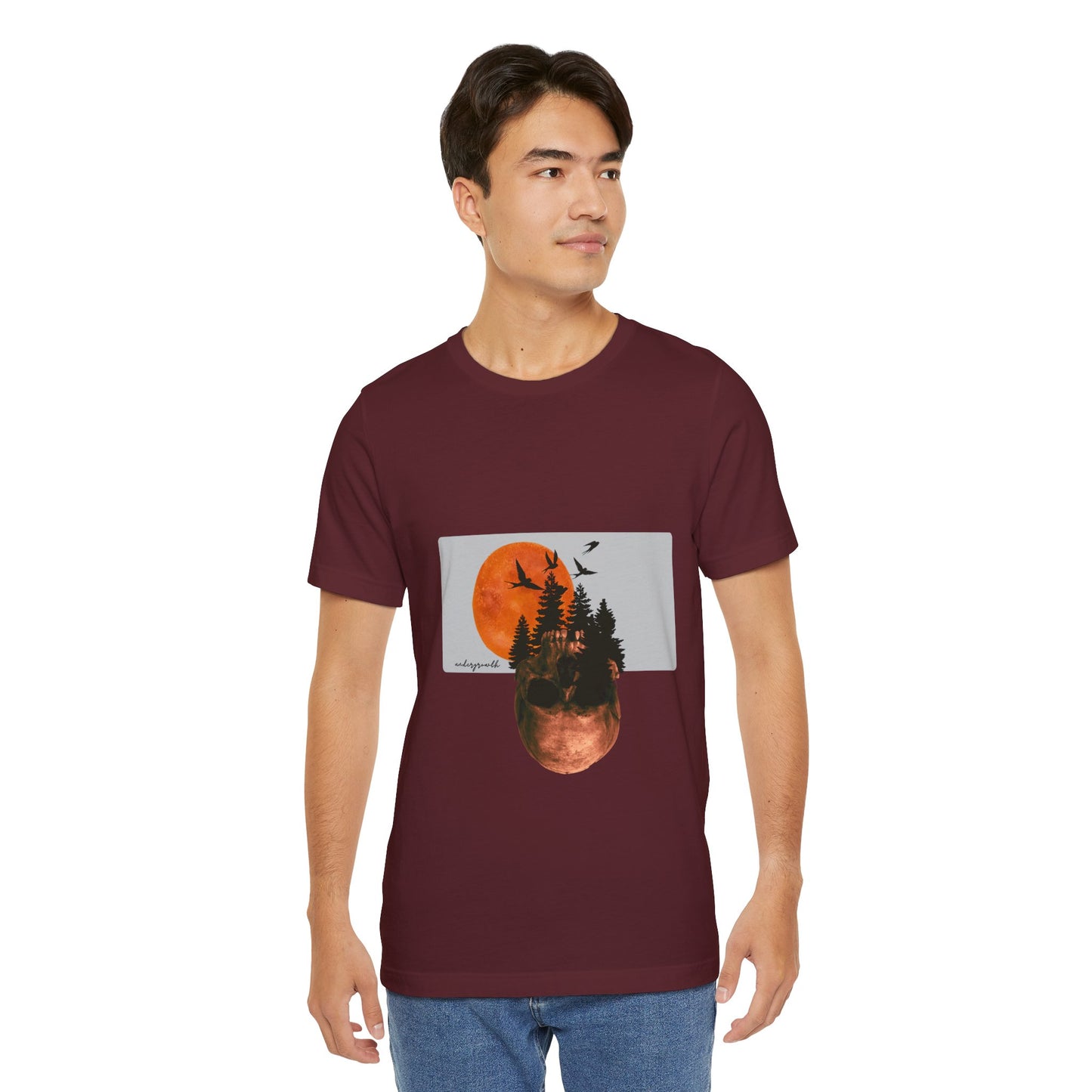 Mystical Skull Graphic Tee: Lunar Undergrowth Design