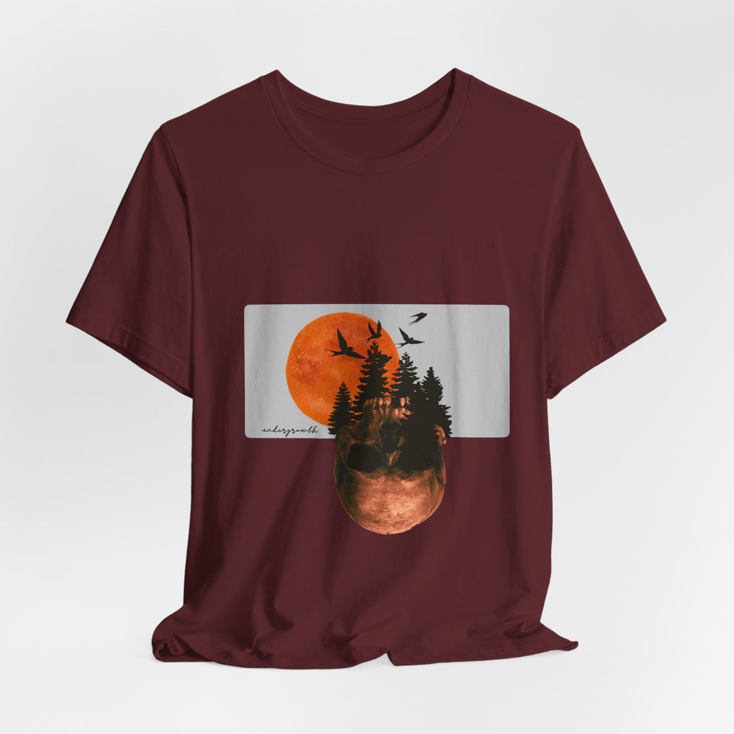 Mystical Skull Graphic Tee: Lunar Undergrowth Design