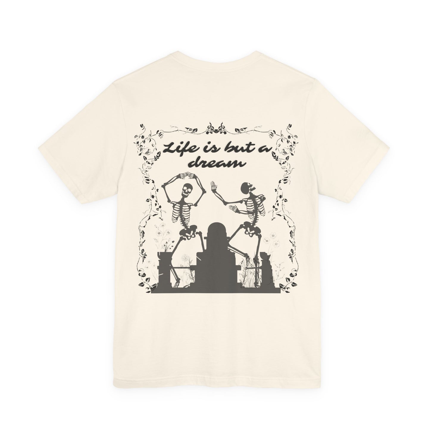 Floral Skull Dancing Skeleton Tee: Gothic Halloween Shirt