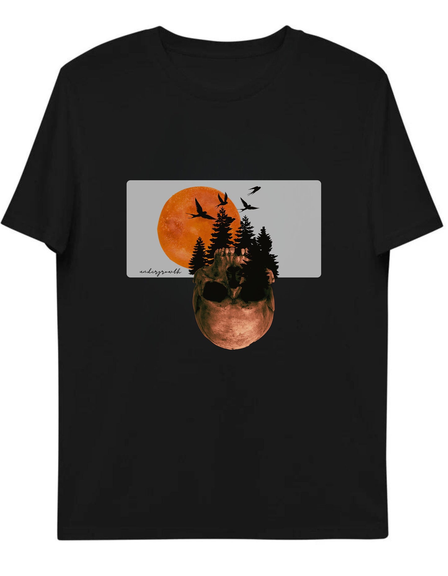 Mystical Skull Graphic Tee: Lunar Undergrowth Design