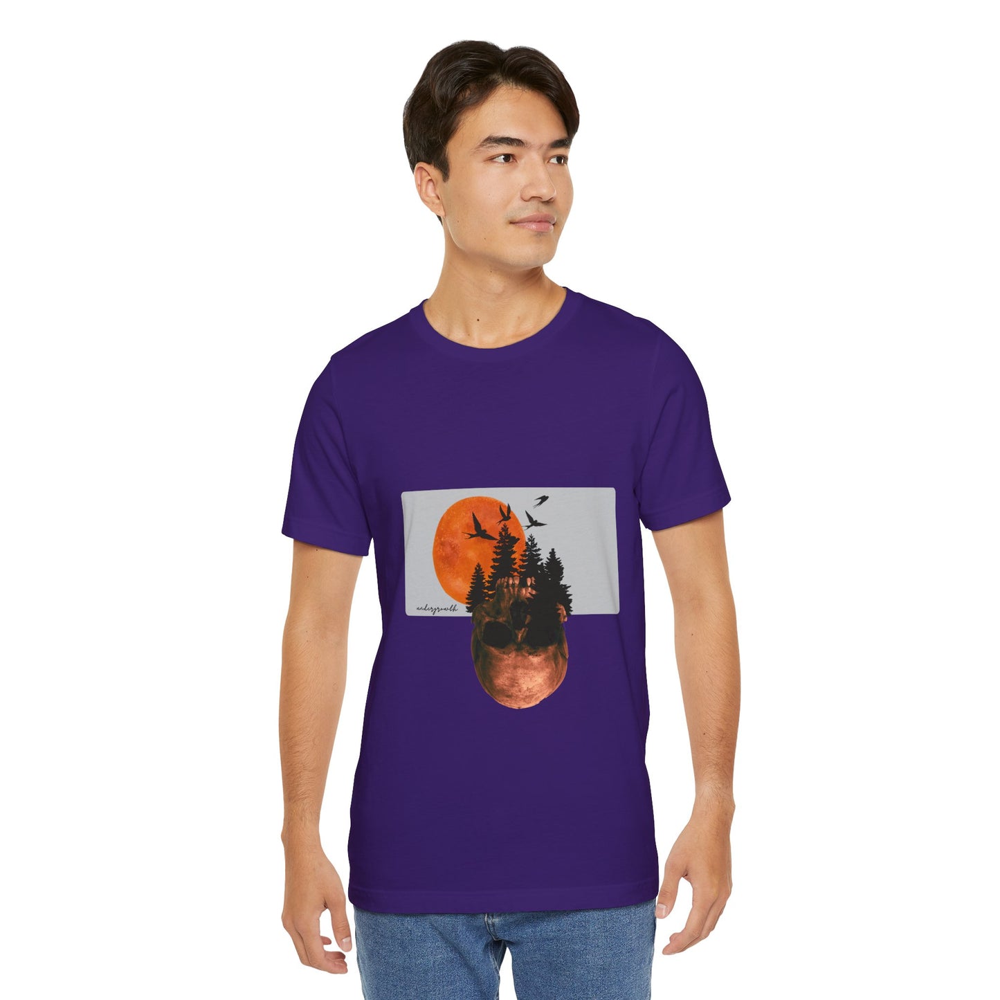 Mystical Skull Graphic Tee: Lunar Undergrowth Design