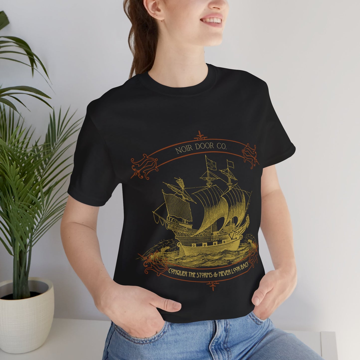 Pirate Ship Conqueror T-Shirt: Nautical Tattoo Art