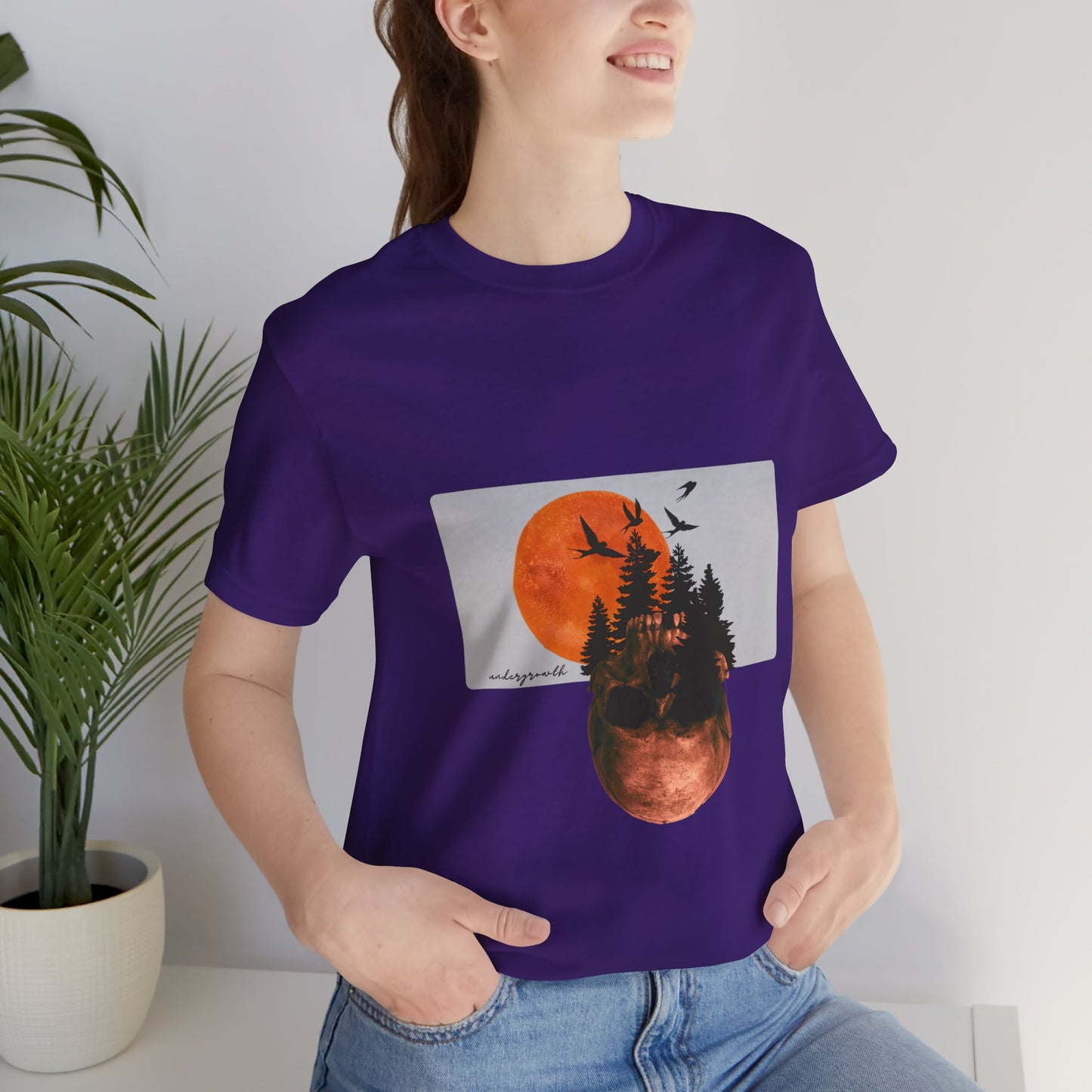 Mystical Skull Graphic Tee: Lunar Undergrowth Design