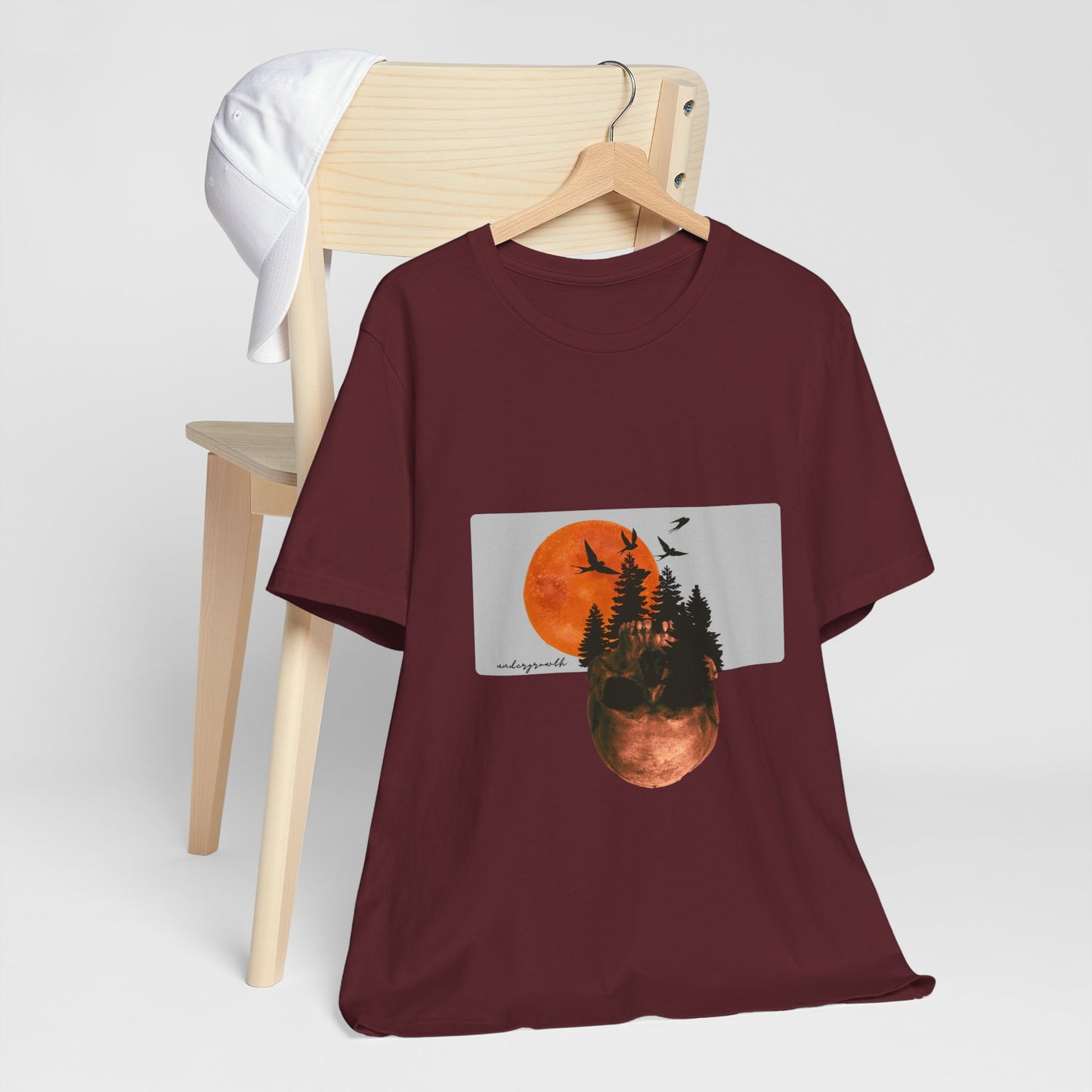 Mystical Skull Graphic Tee: Lunar Undergrowth Design