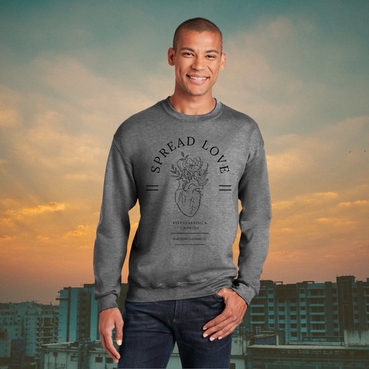 Floral Heart 'Spread Love' Pullover - Mental Health Awareness