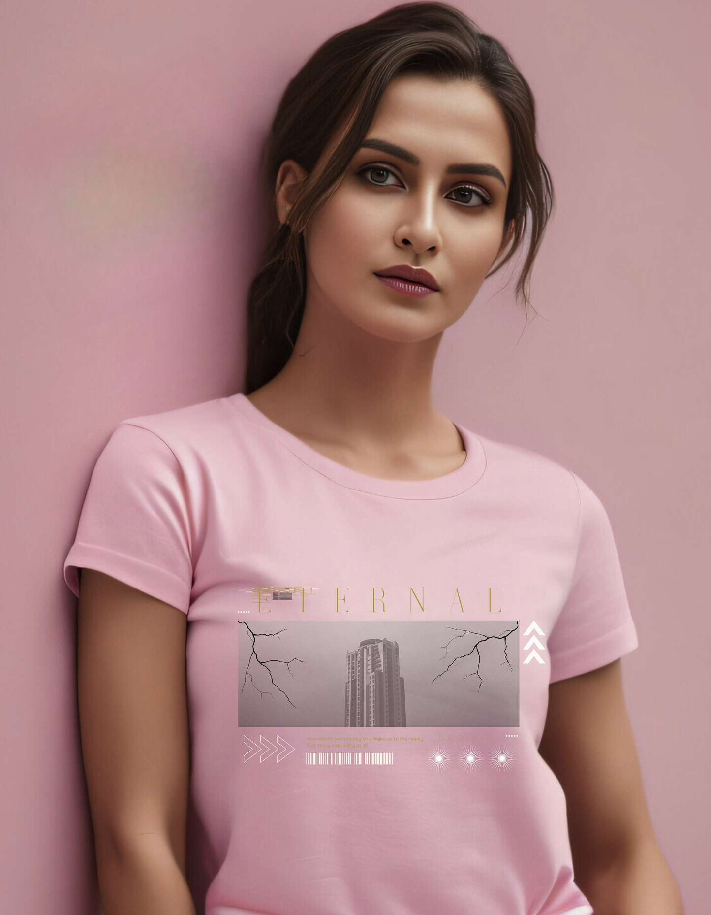Eternal Skyscraper T-Shirt: Gothic Cityscape, Lightning Bolt Apparel