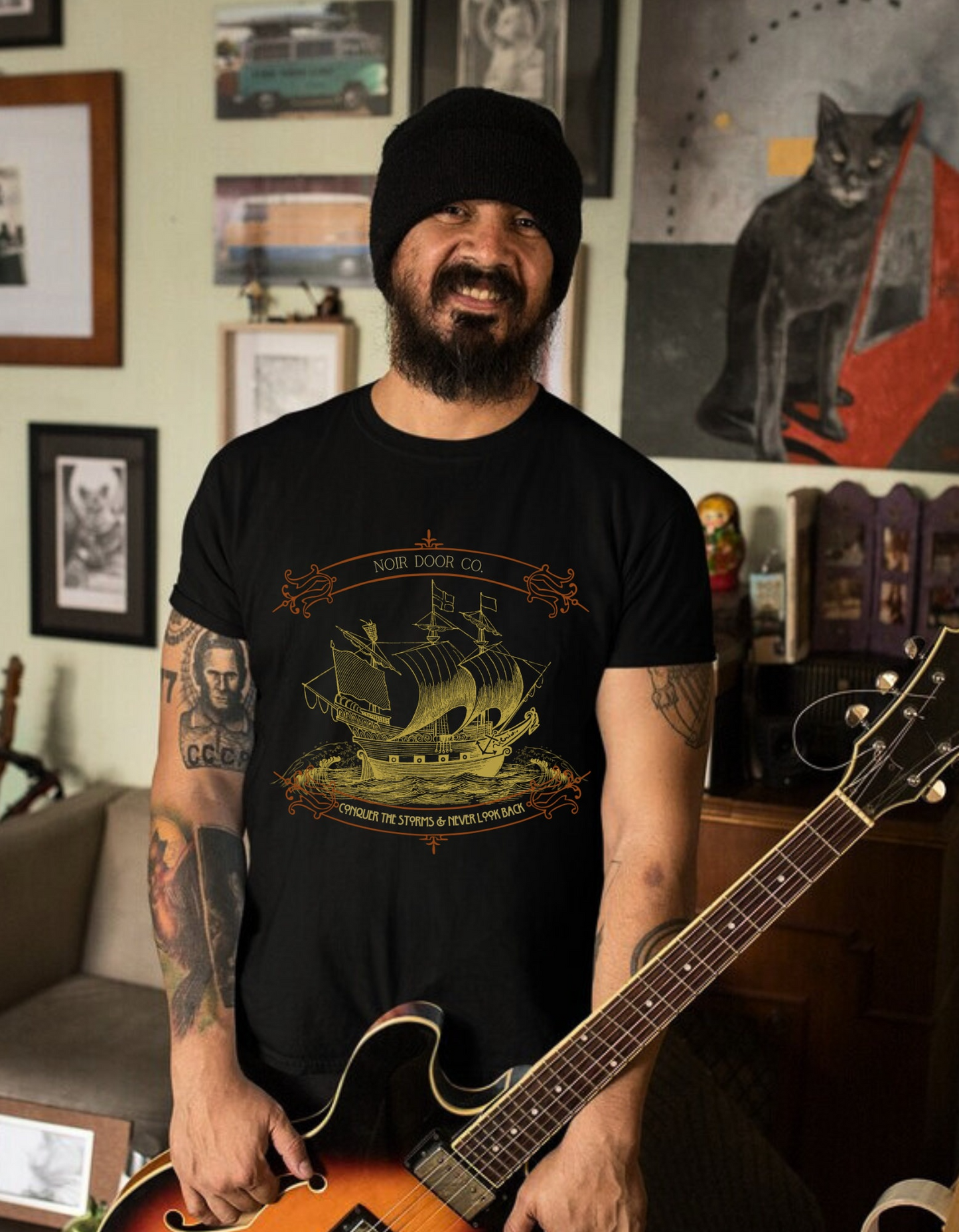 Pirate Ship Conqueror T-Shirt: Nautical Tattoo Art
