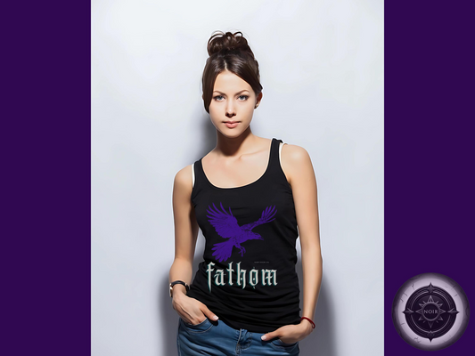 Gothic Raven Graphic Tank Top: Violet Fathom, Dark Academia