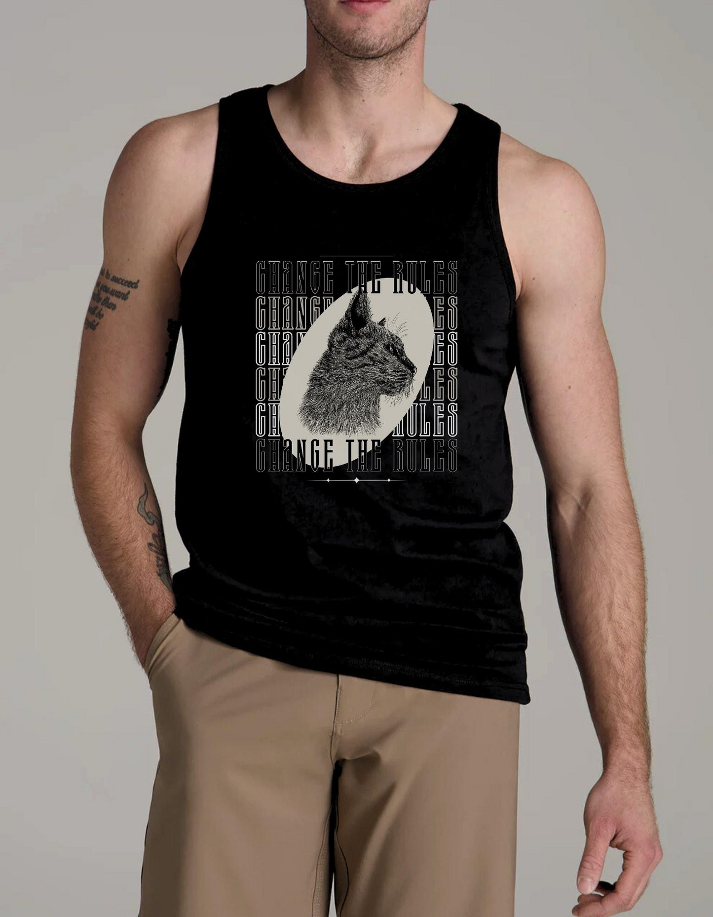 Occult Cat Graphic Tank Top: Goth Streetwear, Mental Health Attire