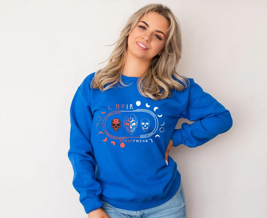 Celestial Oversized Hoodie for Her, Gothic Skull and Moon Pullover, Unique Alternative Apparel, Dark Aesthetic Top, Moody Fashion for Fall