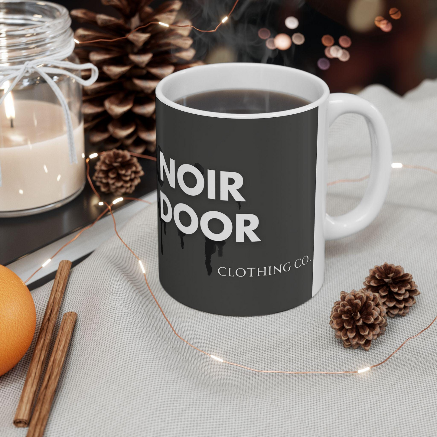 Noir Door Mug, Alt Aesthetic Cup, Black Ceramic Mug, Minimalist Art, Modern Decor, Unique Gifts, Microwave Safe Mug, Gift for Coffee Lover