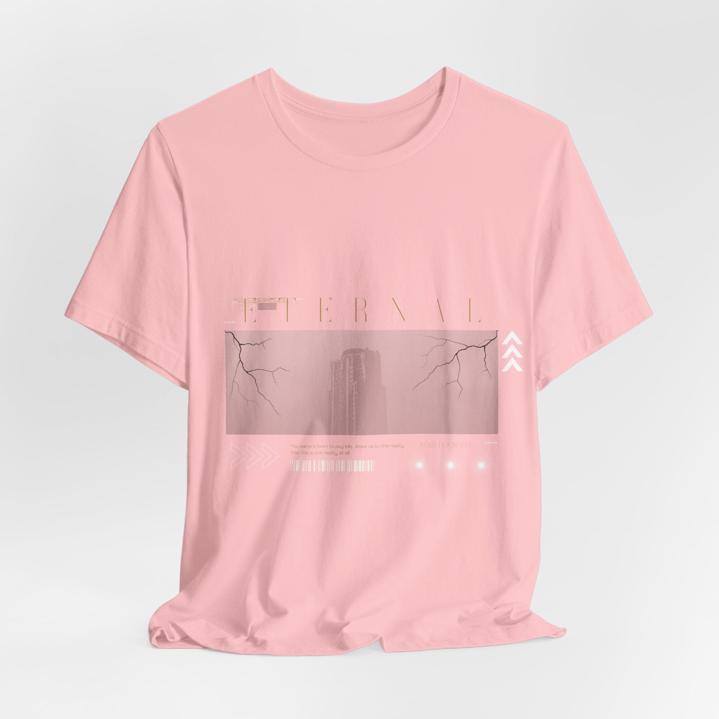 Eternal Skyscraper T-Shirt: Gothic Cityscape, Lightning Bolt Apparel