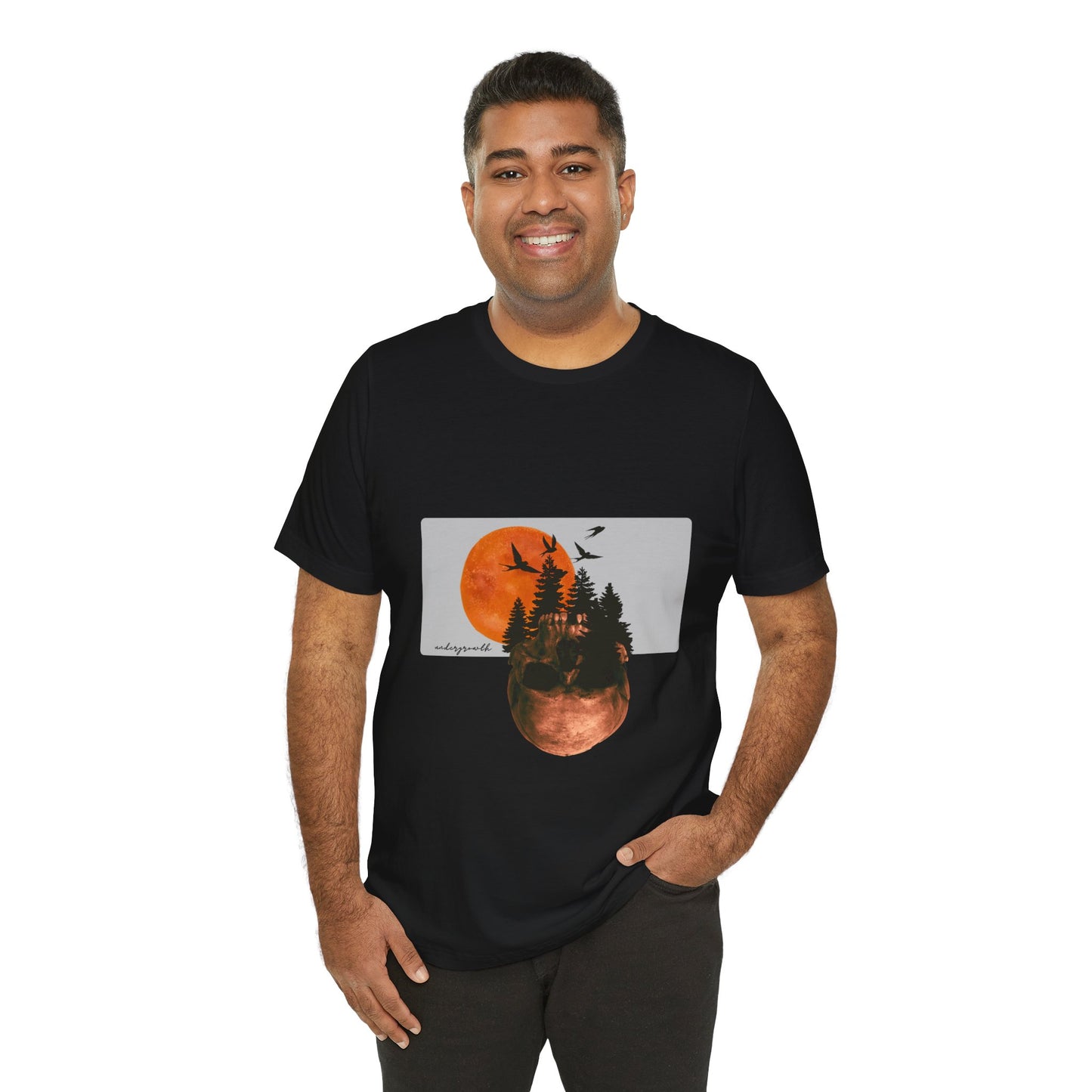 Mystical Skull Graphic Tee: Lunar Undergrowth Design