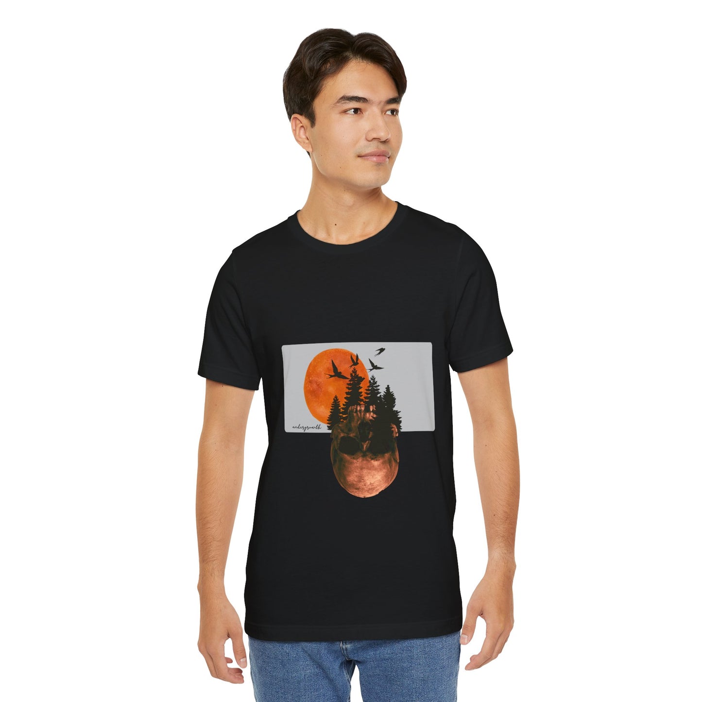 Mystical Skull Graphic Tee: Lunar Undergrowth Design