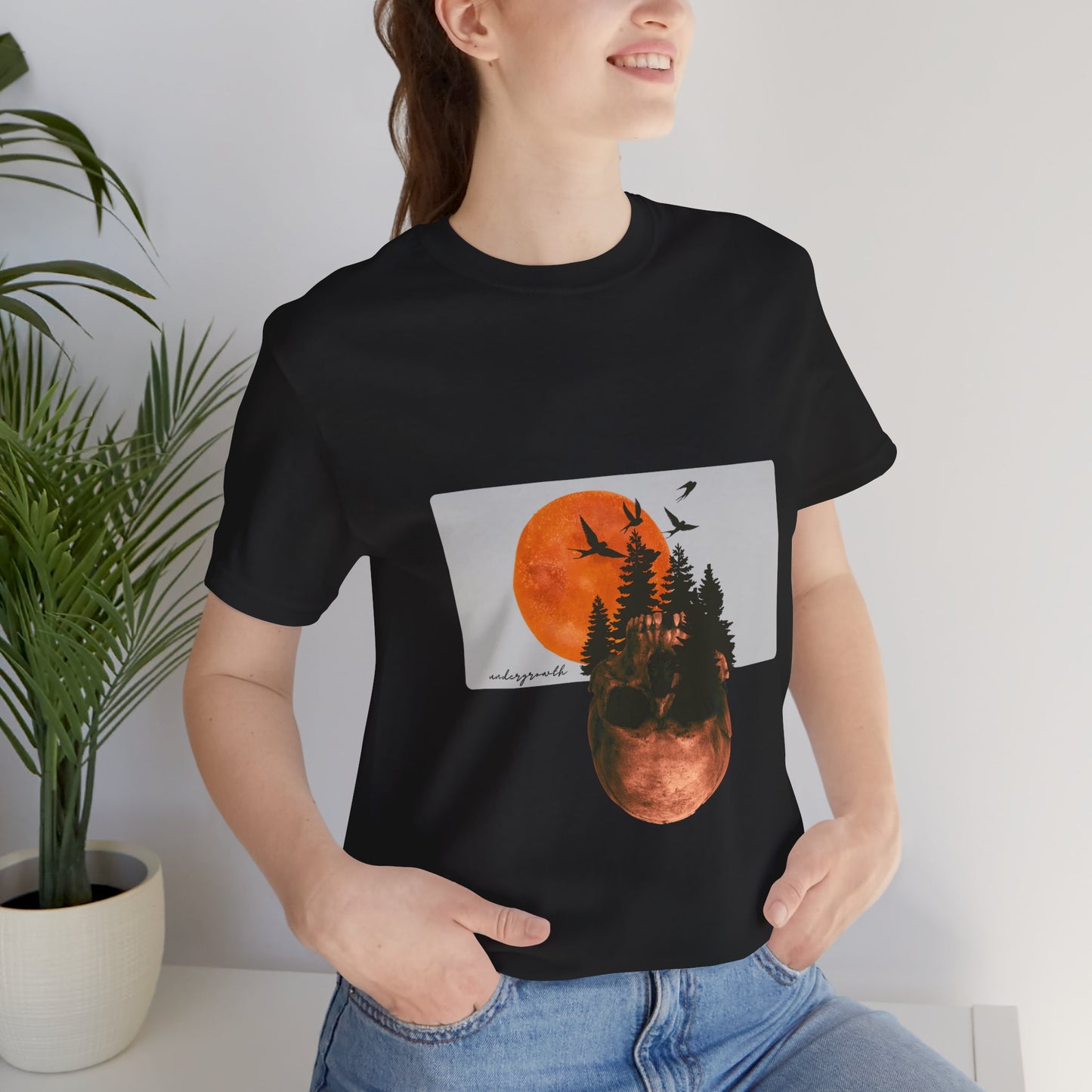 Mystical Skull Graphic Tee: Lunar Undergrowth Design