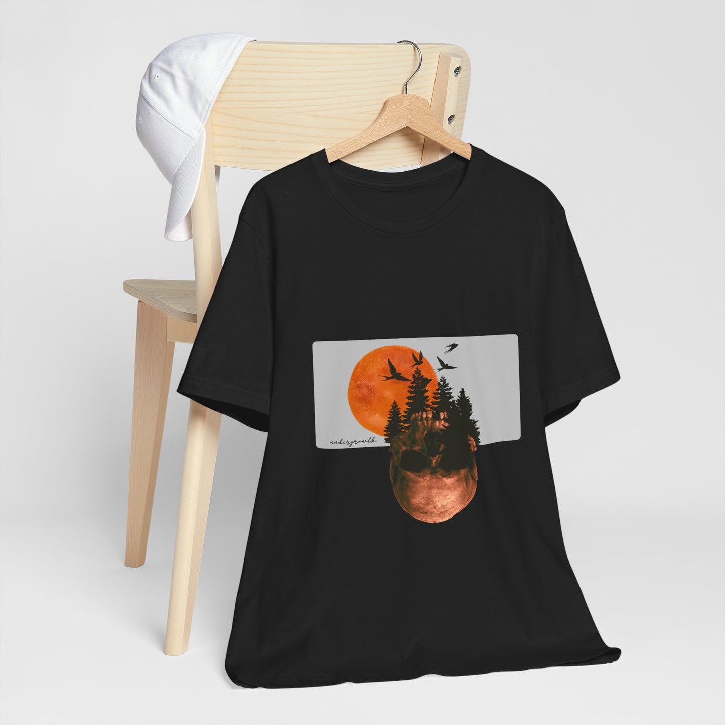 Mystical Skull Graphic Tee: Lunar Undergrowth Design