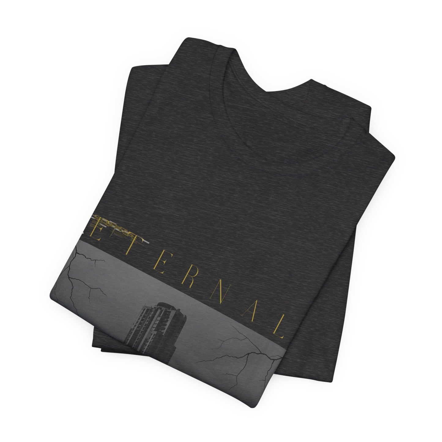Eternal Skyscraper T-Shirt: Gothic Cityscape, Lightning Bolt Apparel