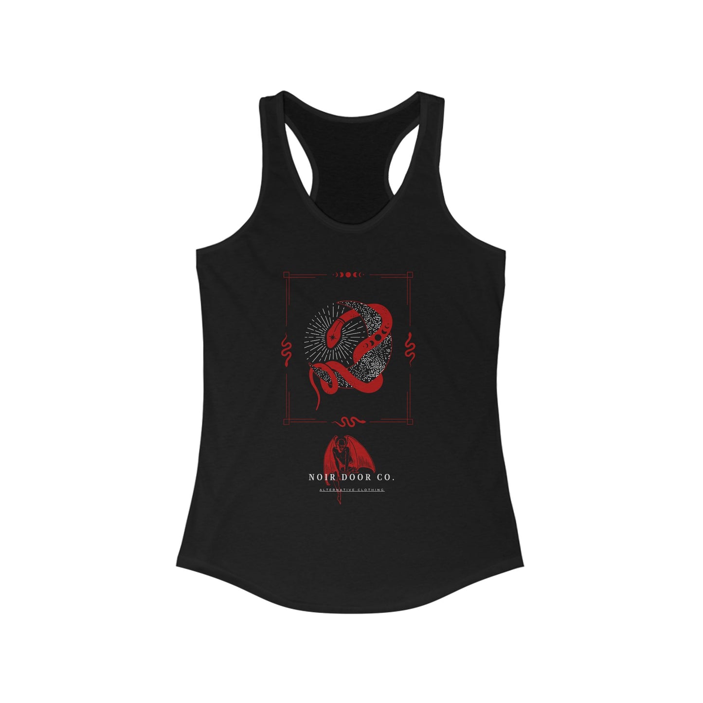 Mystical Snakes Racerback, Celestial Moon Shirt, Occult Aesthetic, Oversized Top, Style For Fall, Spiritual Healing Top, Noir Door Clothing