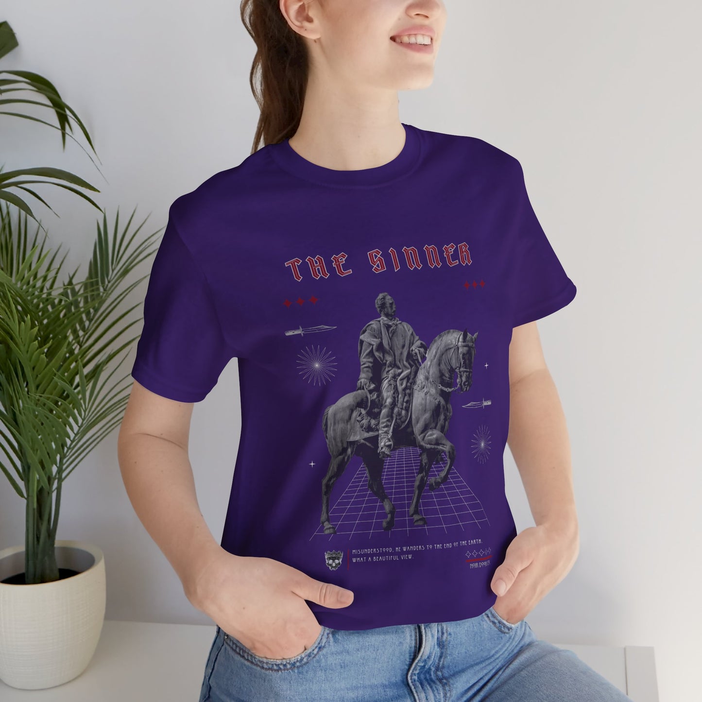 Sinner Tarot T-Shirt: Rebellious Knight, Dark Art Tee