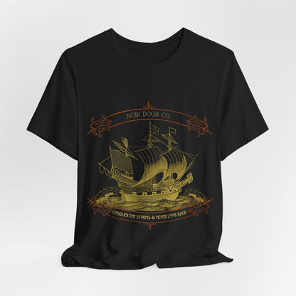 Pirate Ship Conqueror T-Shirt: Nautical Tattoo Art