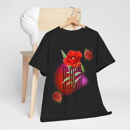 Floral Bloom Graphic Tee: Vibrant Botanical Rose Shirt