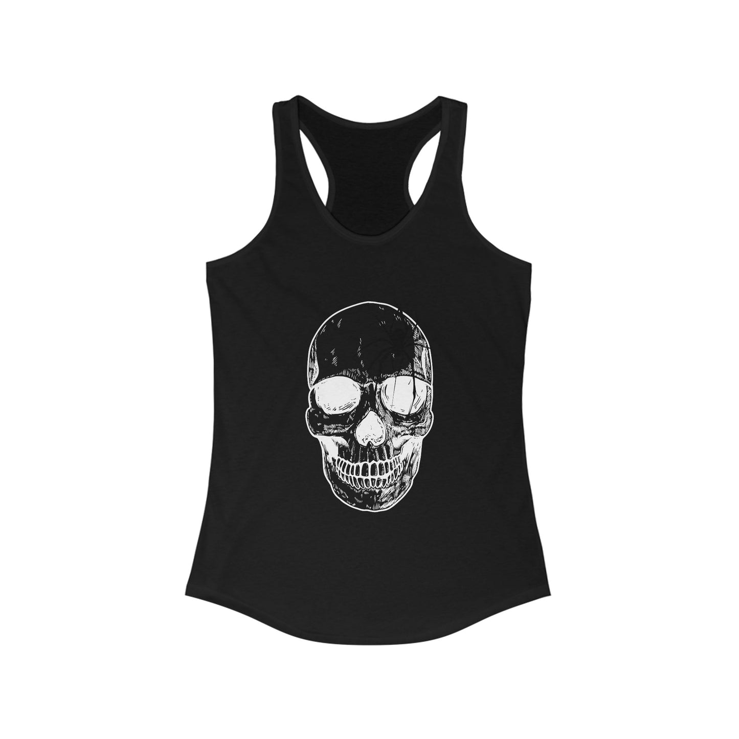 Skull Tank Top, Black Graphic Tank, Alternative Streetwear, Artwork Gift for Her, Grungy Racerback, Skeleton Tee, Gothic Aesthetic