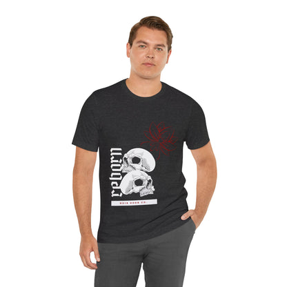 Reborn Skull Graphic Tee: Gothic Crown Design