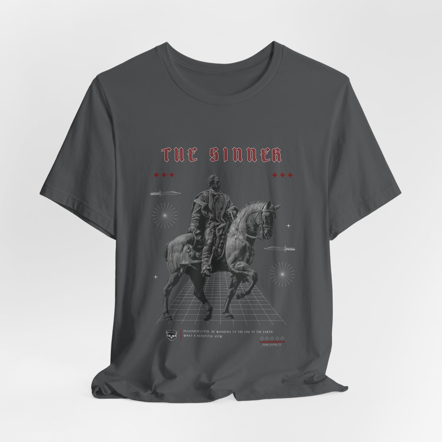 Sinner Tarot T-Shirt: Rebellious Knight, Dark Art Tee