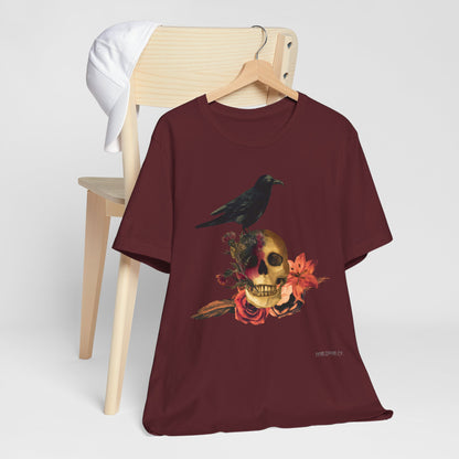 Raven Skull T-Shirt: Gothic Poem Apparel, Dark Illustration