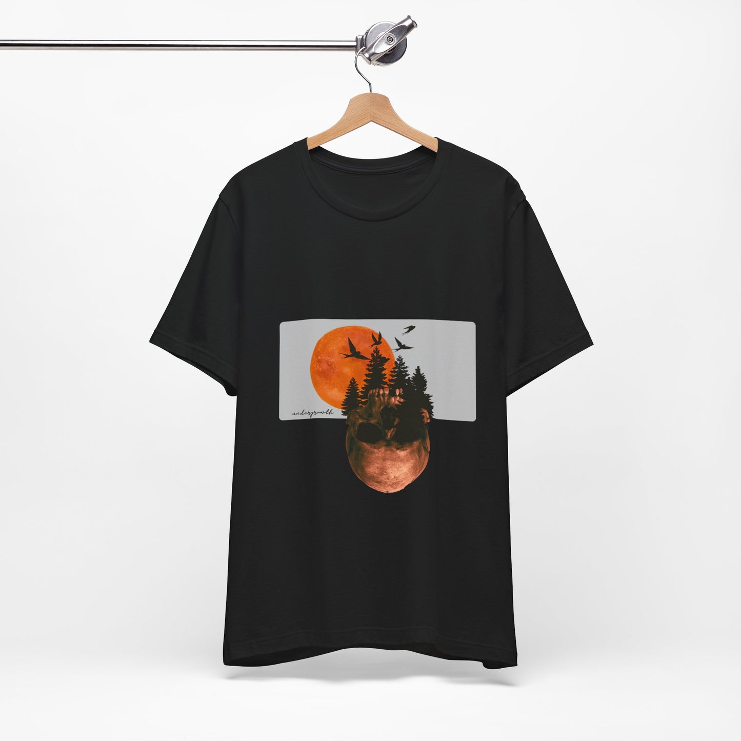 Mystical Skull Graphic Tee: Lunar Undergrowth Design