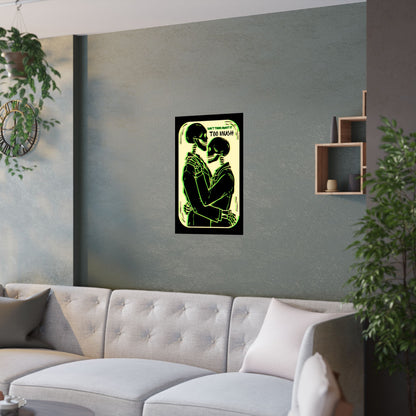 Gothic Skeleton Satin Poster: Romantic Tarot Art with Green Glitch