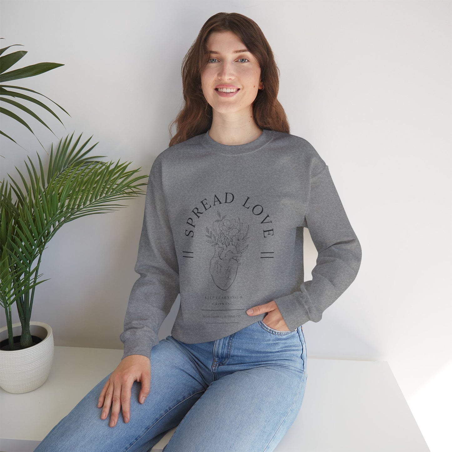 Floral Heart 'Spread Love' Pullover - Mental Health Awareness