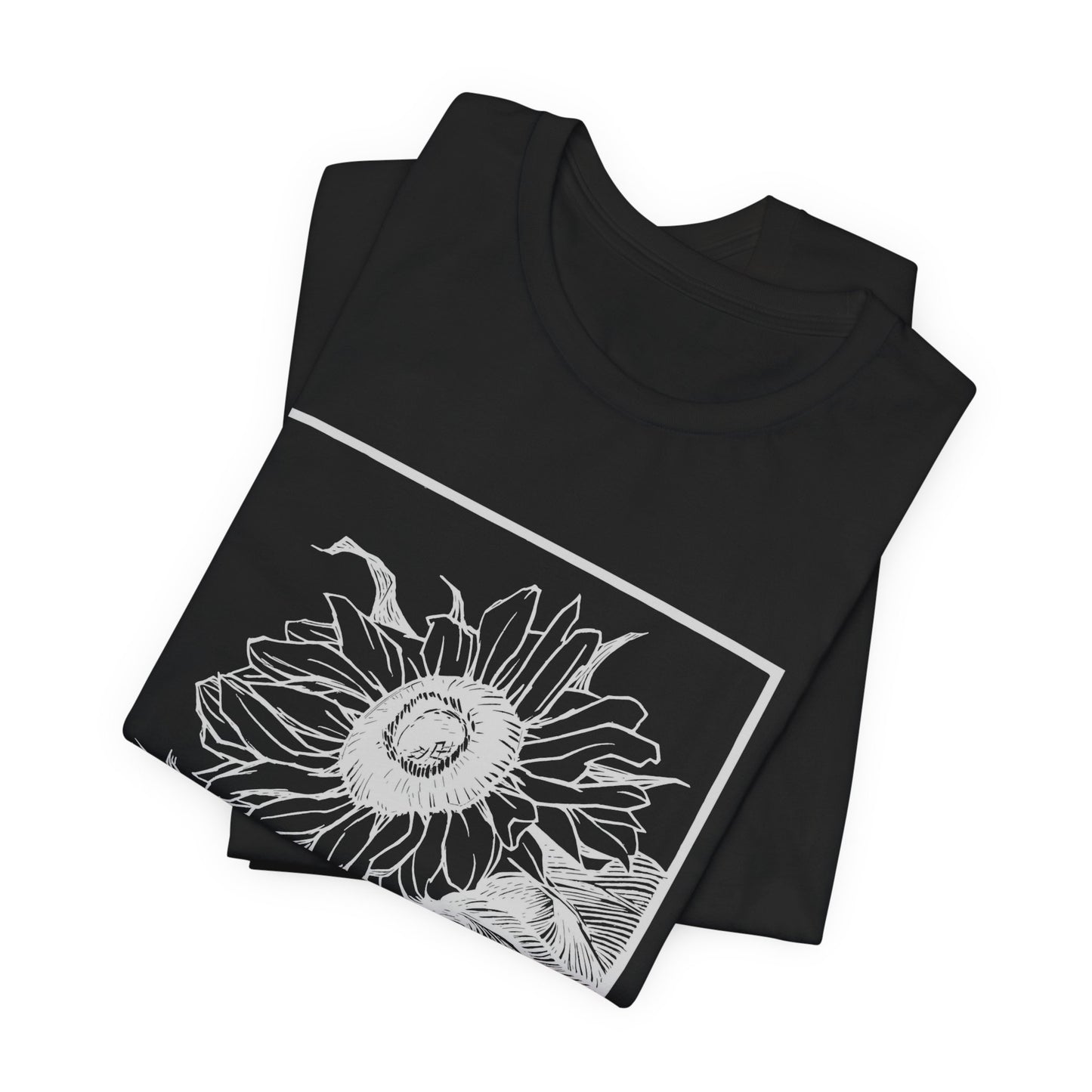 Sunflower Graphic Tee: 'I Am Here' Stencil Portrait, USA Made
