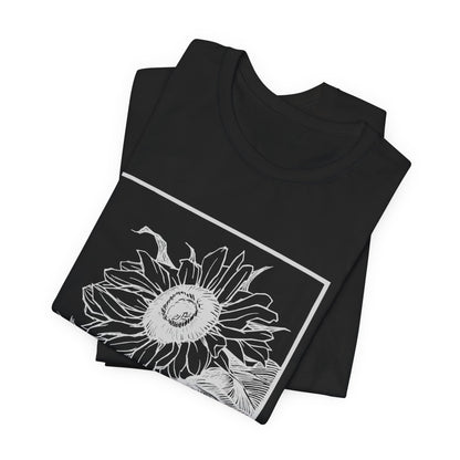 Sunflower Graphic Tee: 'I Am Here' Stencil Portrait, USA Made