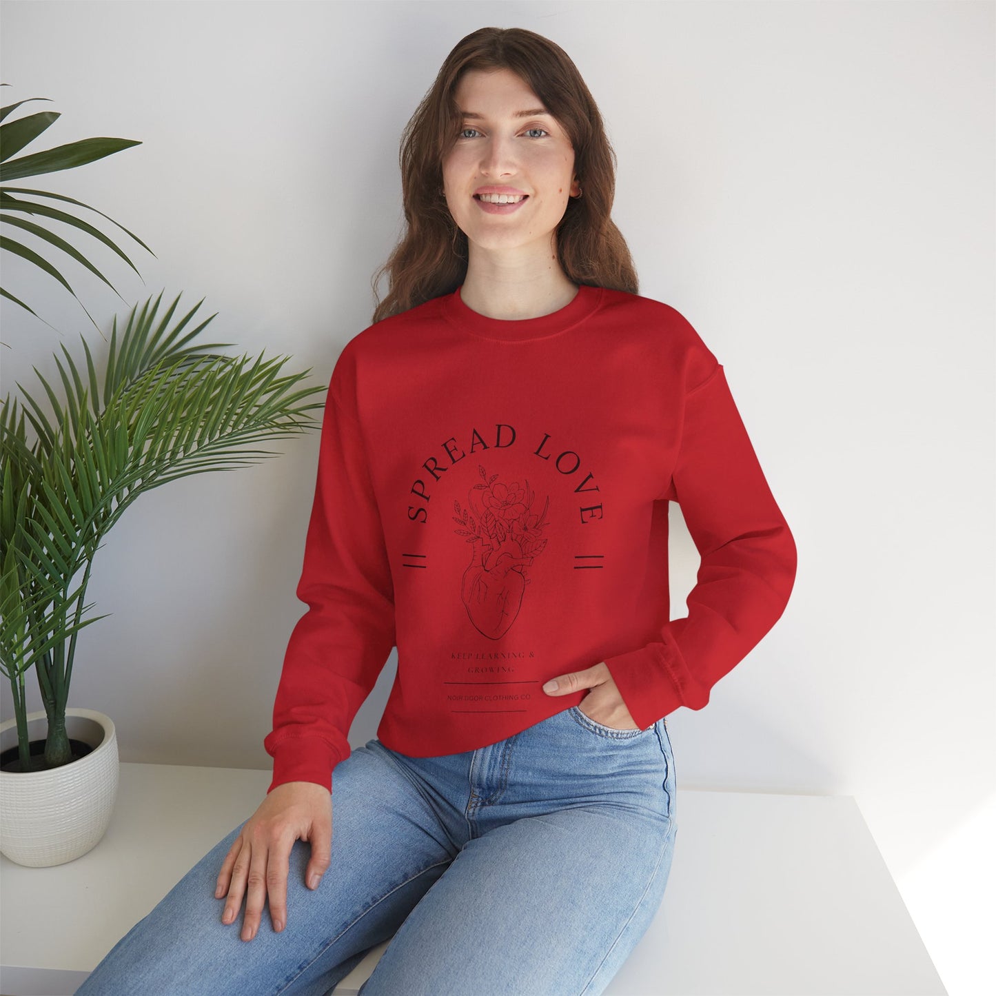 Floral Heart 'Spread Love' Pullover - Mental Health Awareness