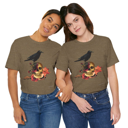Raven Skull T-Shirt: Gothic Poem Apparel, Dark Illustration