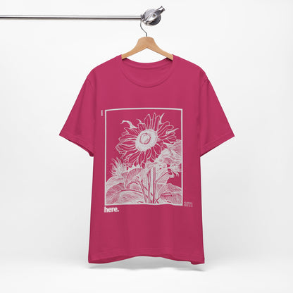 Sunflower Graphic Tee: 'I Am Here' Stencil Portrait, USA Made