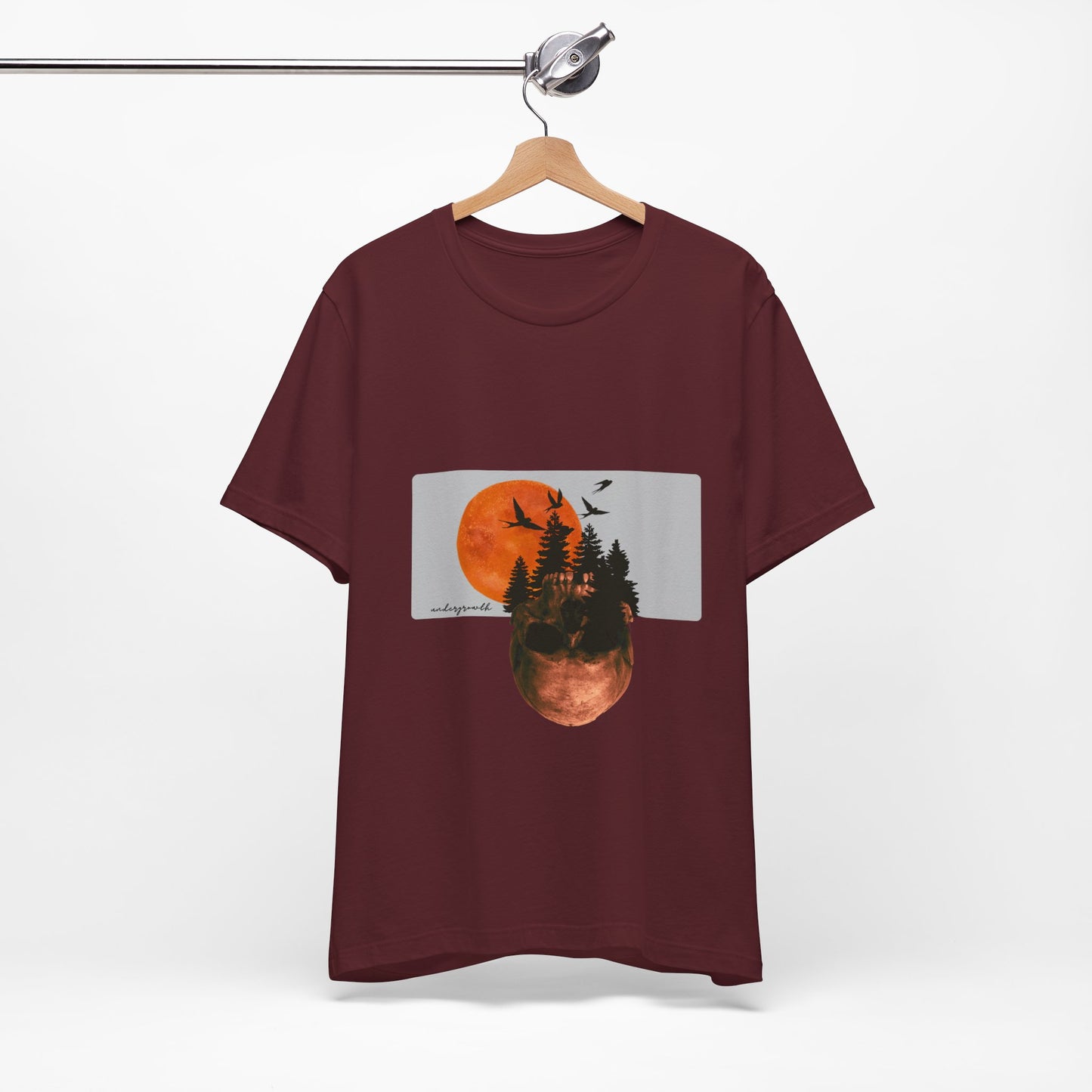 Mystical Skull Graphic Tee: Lunar Undergrowth Design