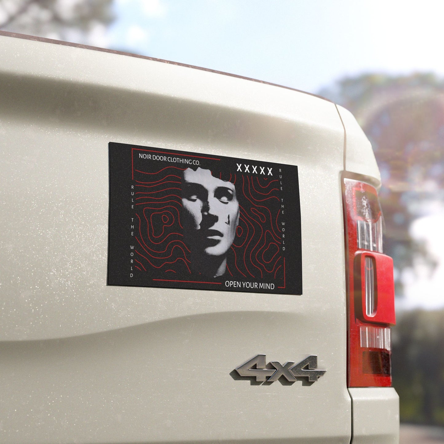 Dystopian Car Magnet: Rule The World, Open Your Mind - Noir Door Clothing