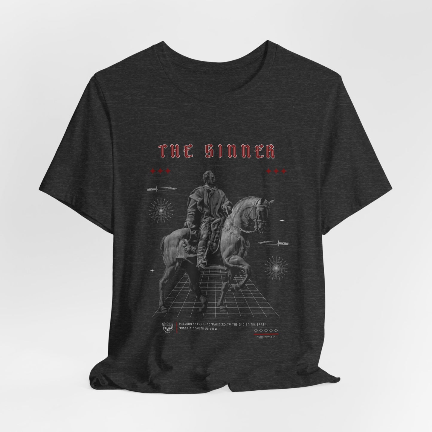 Sinner Tarot T-Shirt: Rebellious Knight, Dark Art Tee