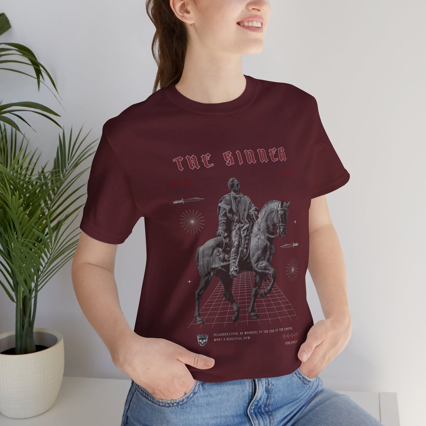 Sinner Tarot T-Shirt: Rebellious Knight, Dark Art Tee