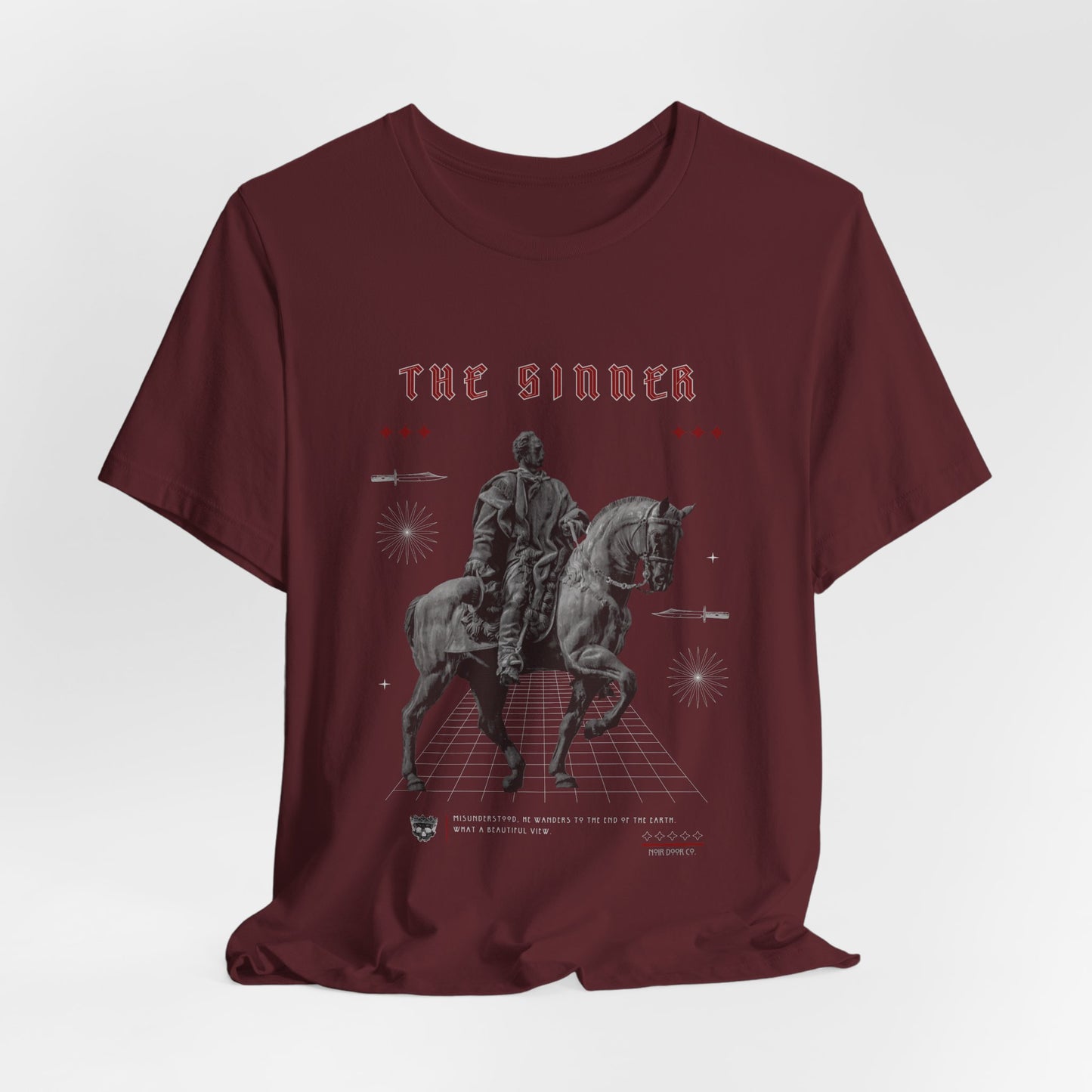 Sinner Tarot T-Shirt: Rebellious Knight, Dark Art Tee