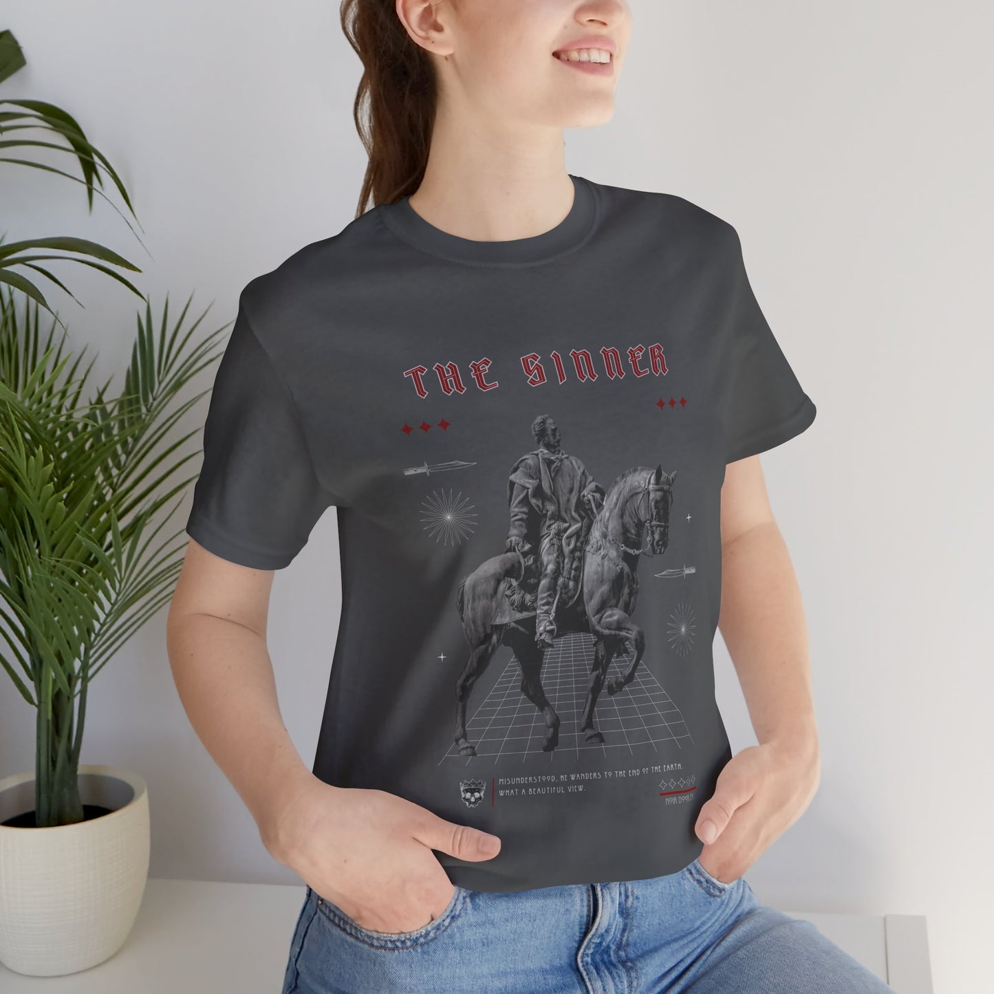 Sinner Tarot T-Shirt: Rebellious Knight, Dark Art Tee