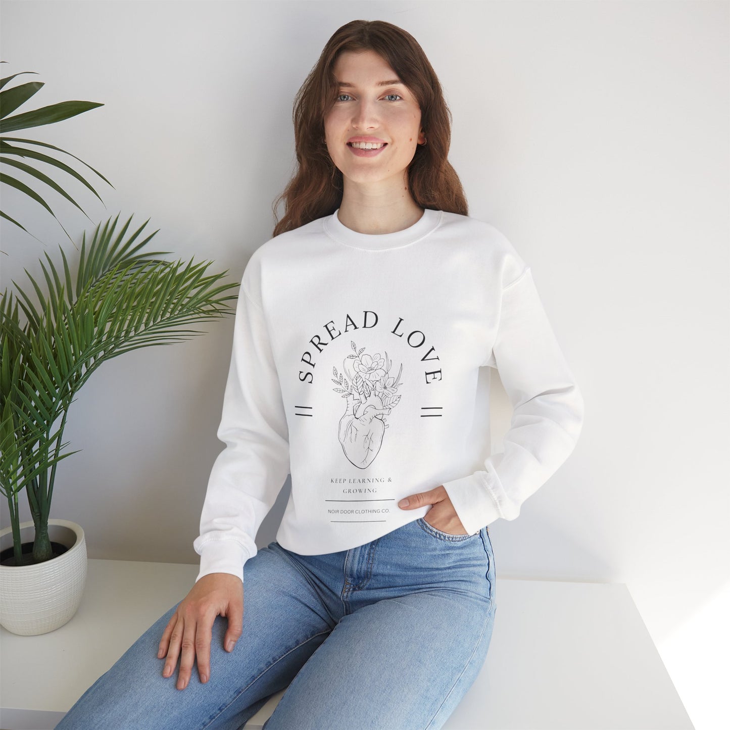 Floral Heart 'Spread Love' Pullover - Mental Health Awareness