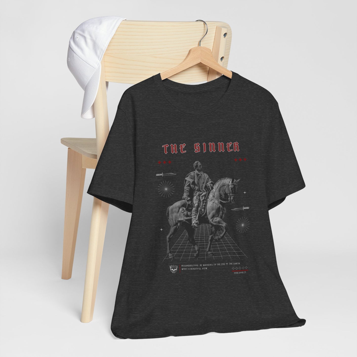 Sinner Tarot T-Shirt: Rebellious Knight, Dark Art Tee