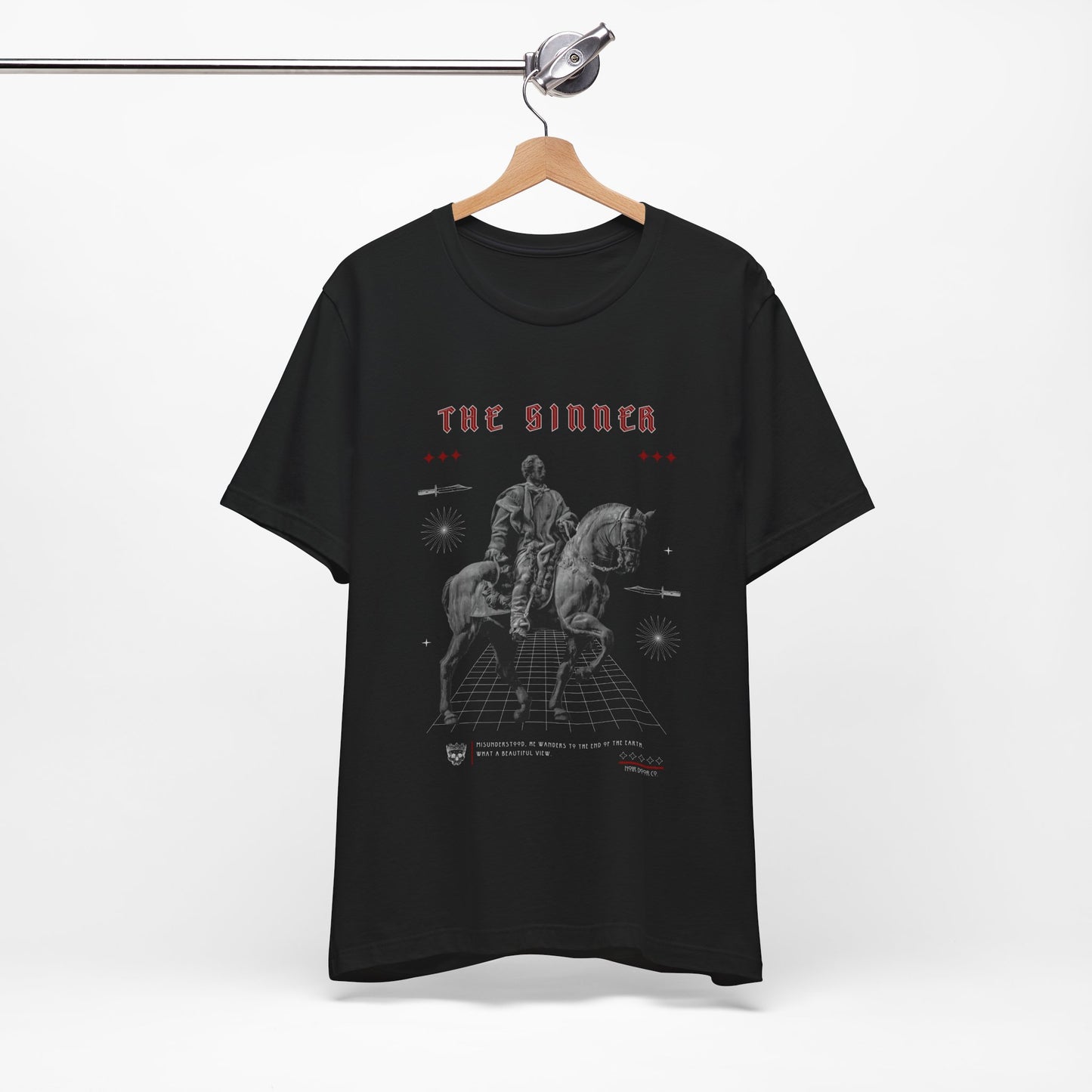 Sinner Tarot T-Shirt: Rebellious Knight, Dark Art Tee