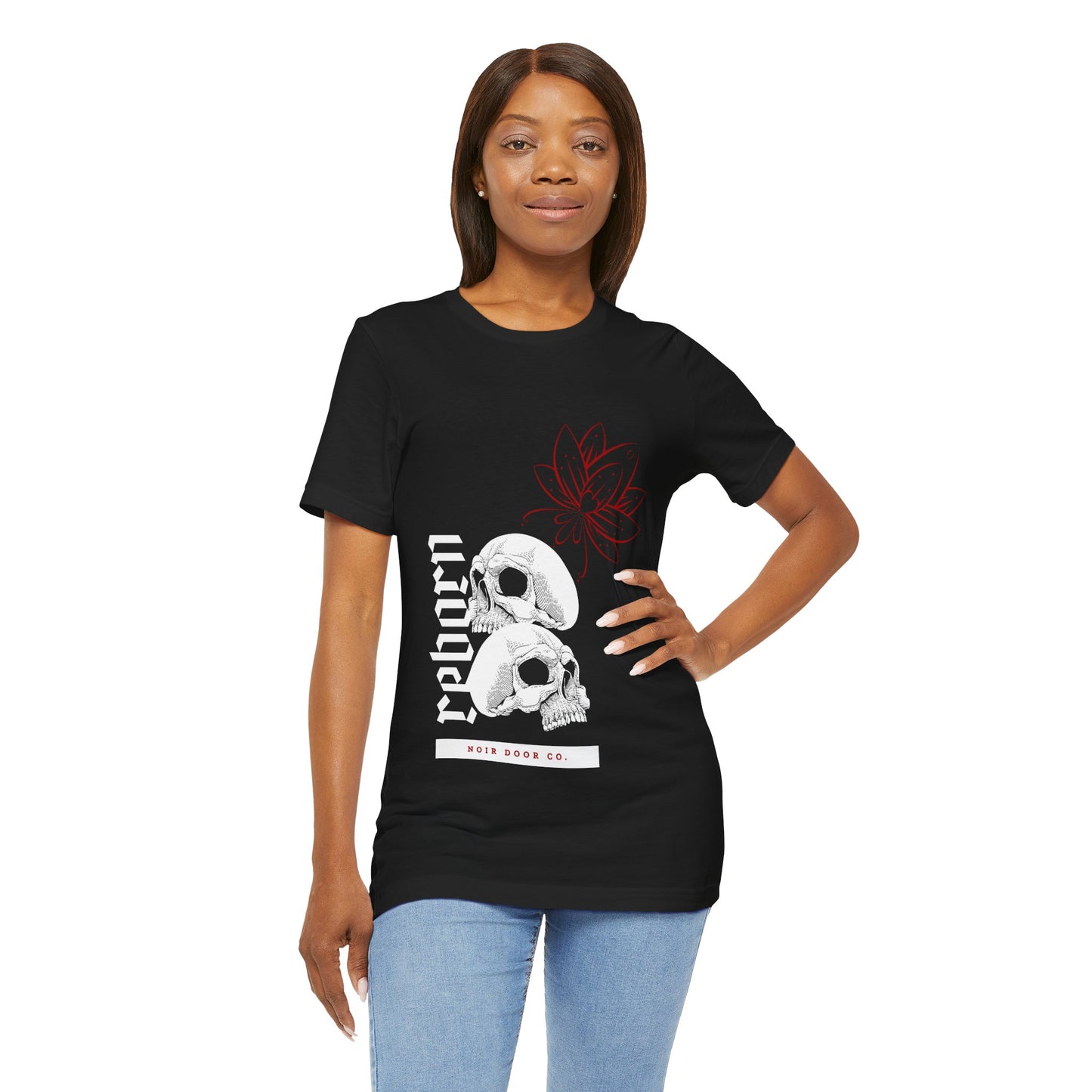 Reborn Skull Graphic Tee: Gothic Crown Design